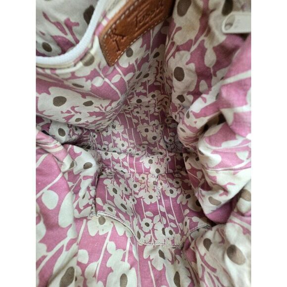 Fossil Multicolor Polka Dot Canvas Crossbody Bag W Floral Interior & Adjustable - Picture 4 of 5